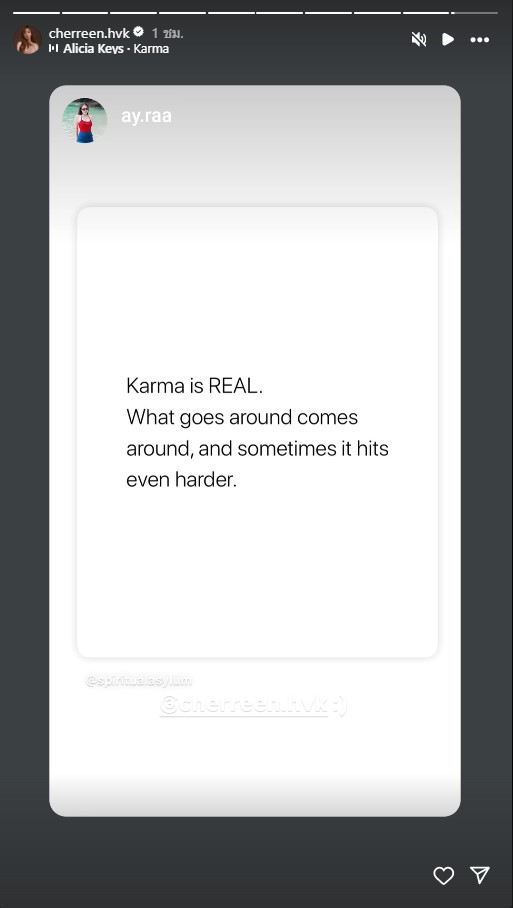 เชอรีน ณัฐจารี โพสต์ข้อความกฏแห่งกรรม
