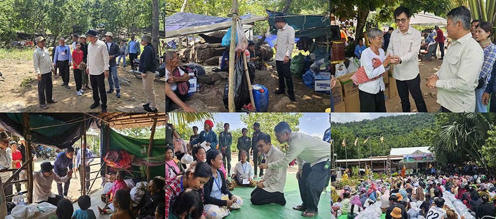 กัมพูชาเผยแพร่ข่าวประธานโลจิสติกส์ บริจาคช่วยเหลือผู้ประสบภัยชายแดกัมพูชา