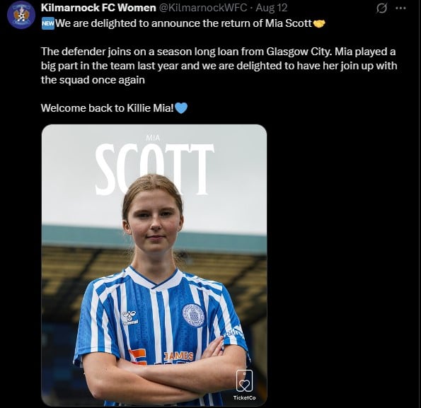 สโมสร Kilmarnock FC Women ต้องลบโพสต์และวิดีโอประกาศเซ็นสัญญา