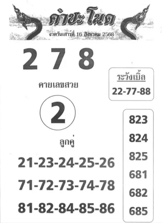 เลขเด็ด คำชะโนด 16 8 68