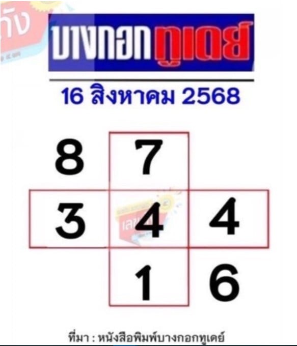 เลขเด็ด บางกอกทูเดย์ 16 8 68