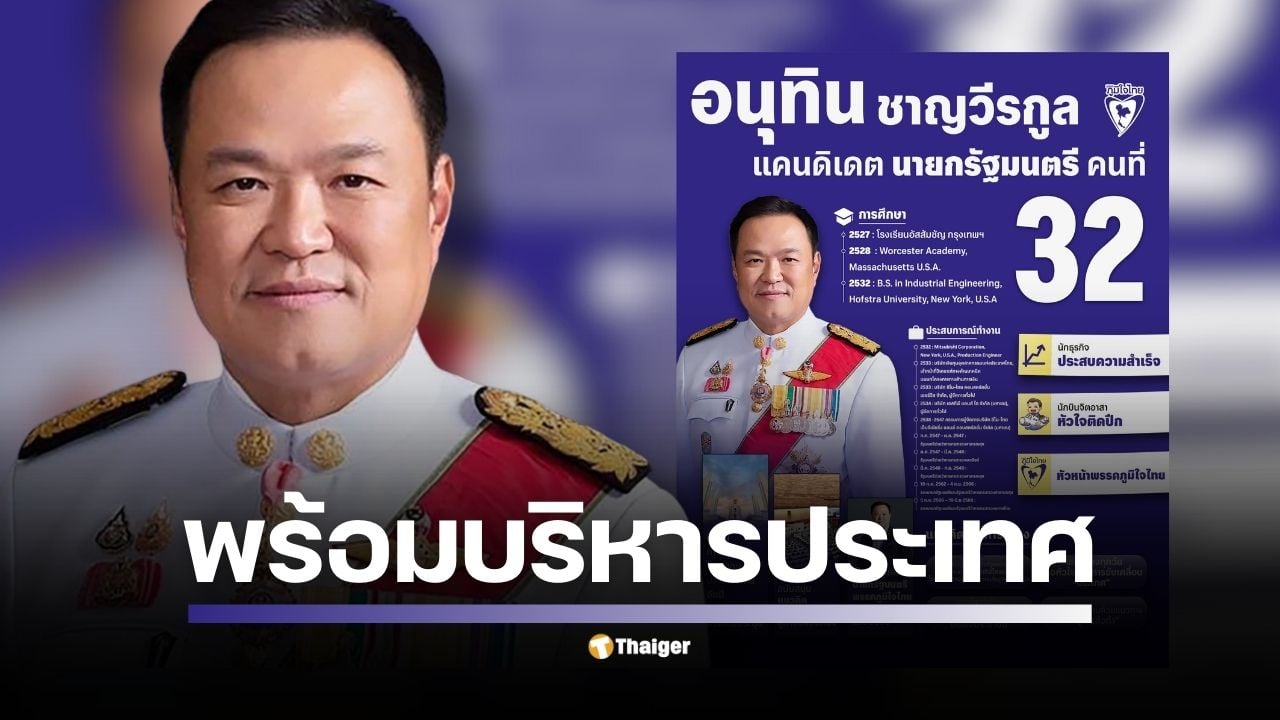 พรรคภูมิใจไทย เผยประวัติและแนวคิดทางการเมืองของ นายอนุทิน ชาญวีรกูล ว่าที่ นายกรัฐมนตรี คนที่ 32 ผ่านทางโซเชียลมีเดีย สรุปแนวคิดสำคัญ "พูดแล้วทำ" และสนับสนุนประชาธิปไตย