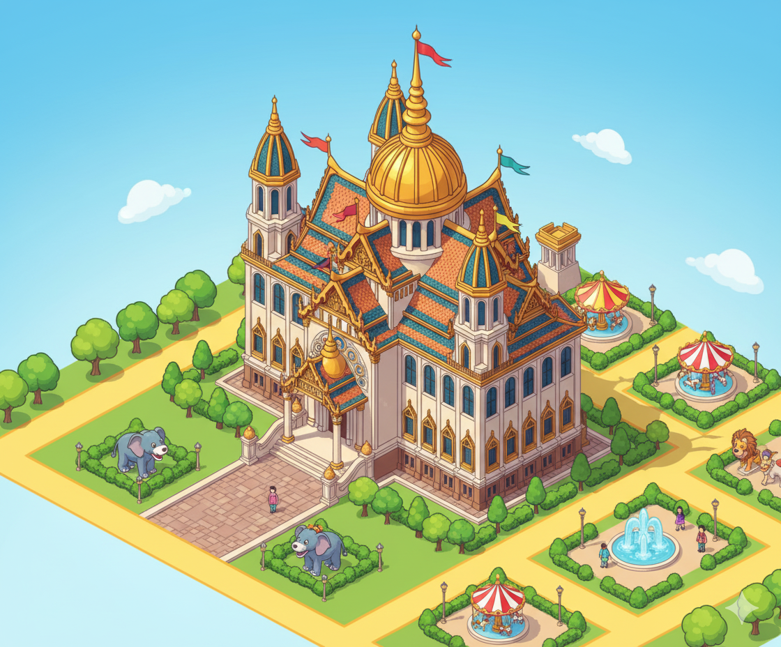 วิธีสร้างภาพ ไอโซเมตริก ด้วย AI Gemini พระที่นั่งอัมพรสถาน