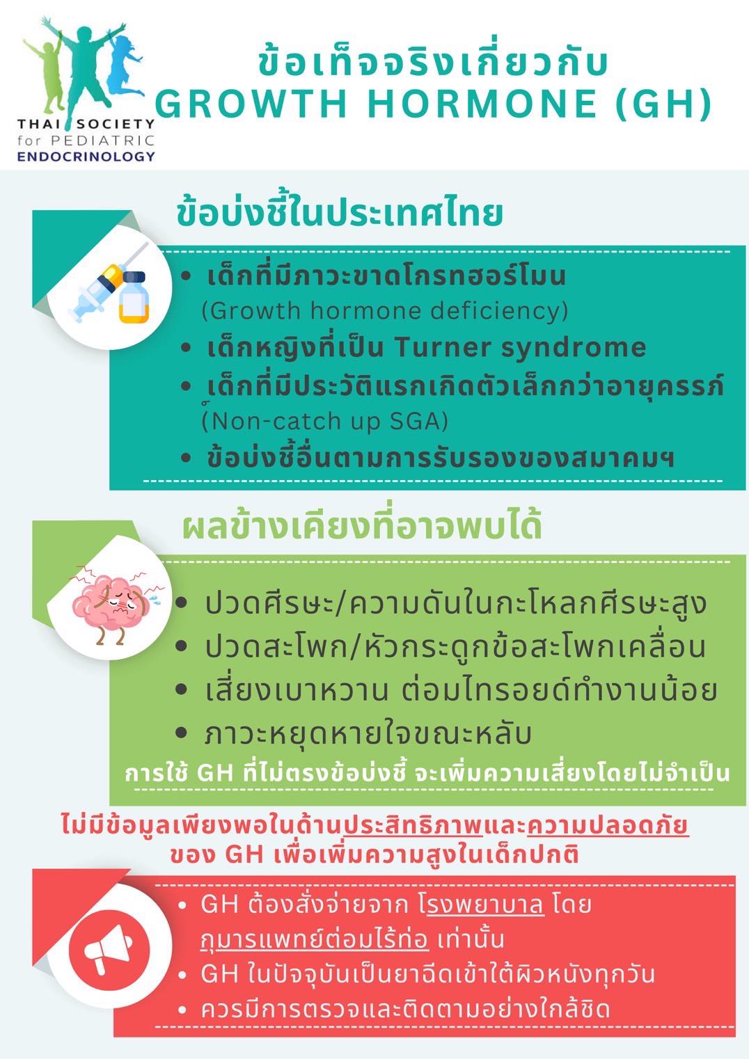 การ ฉีดโกรทฮอร์โมนเพิ่มความสูง ในเด็กปกติ เสี่ยงอันตราย