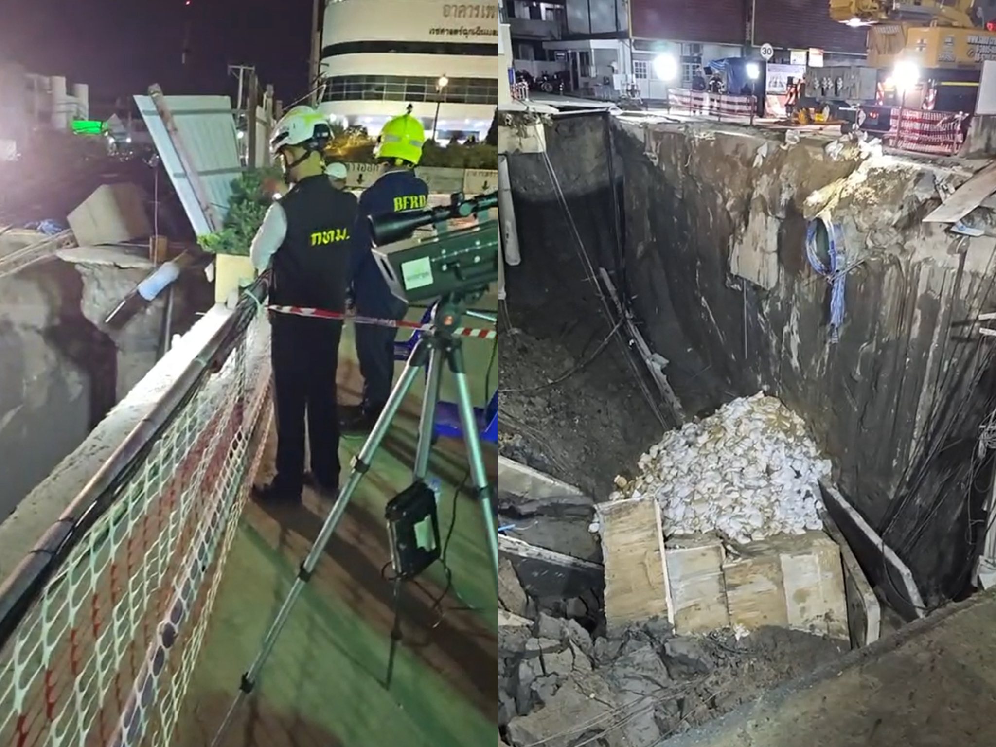ชัชชาติ ลงพื้นที่ถนนสามเสนทรุดรอบดึก- 2