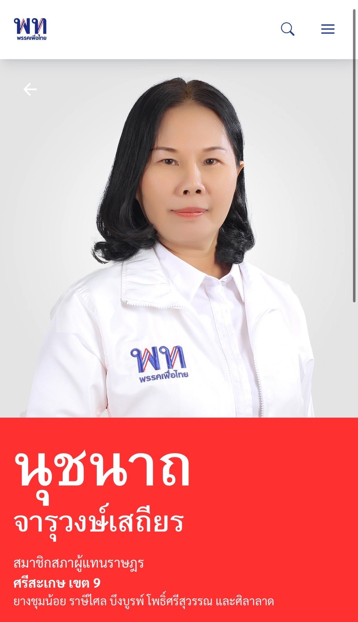 นางสาวนุชนารถ เตชะเสถียร ศรีสะเกษ เขต 9