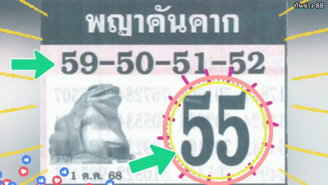 ใบแนวทางเลขเด็ด "พญาคันคาก" ประจำงวดวันที่ 1 ตุลาคม 2568