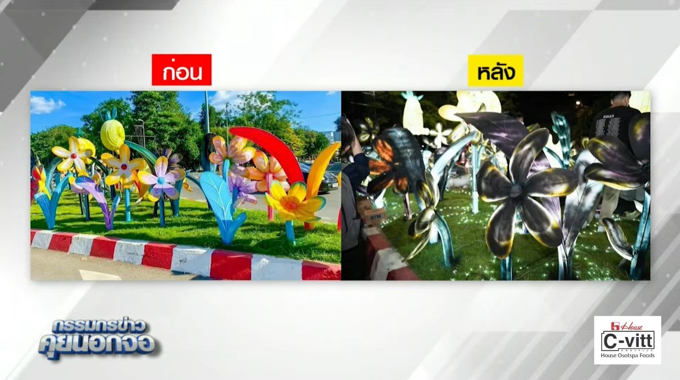 ดราม่าพ้นสีดำทับดอกไม้