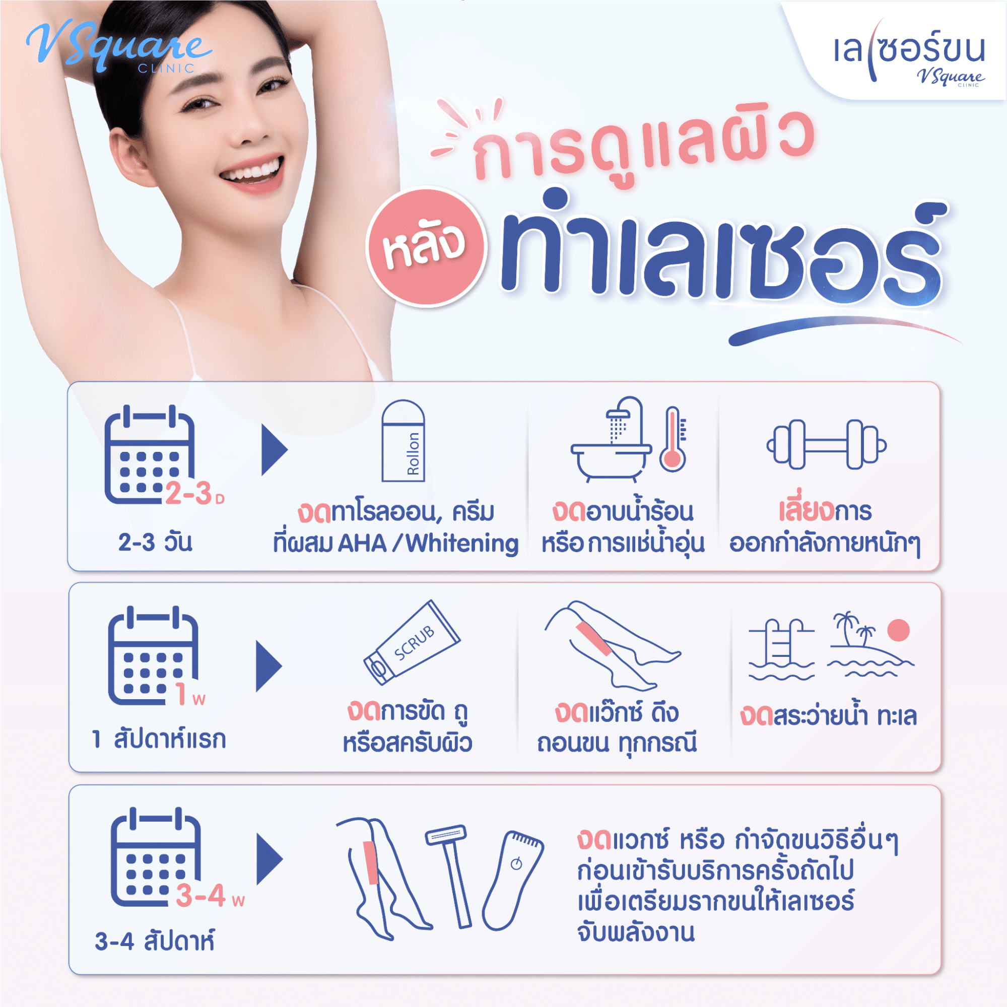 ดูแลตัวเองหลังทำเลเซอร์รักแร้ขาว