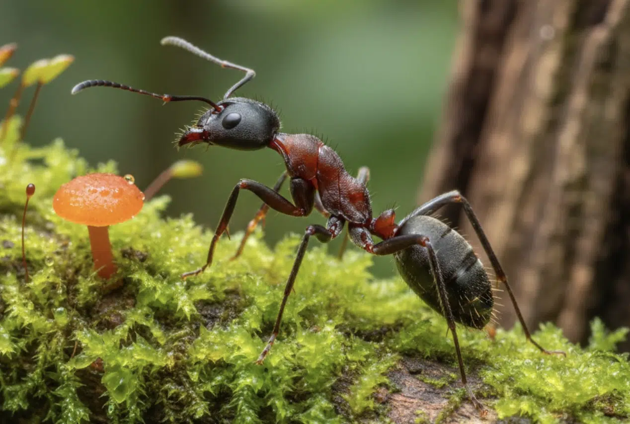 มดตะนอยบนขอนไม้