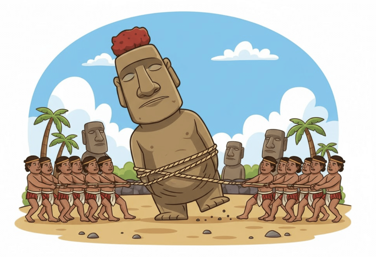 ปริศนาไขออก คนโบราณย้ายรูปปั้นหิน &quot;โมอาย&quot; หนักหลายตัน ให้มันเดินได้ ทั่วเกาะอีสเตอร์