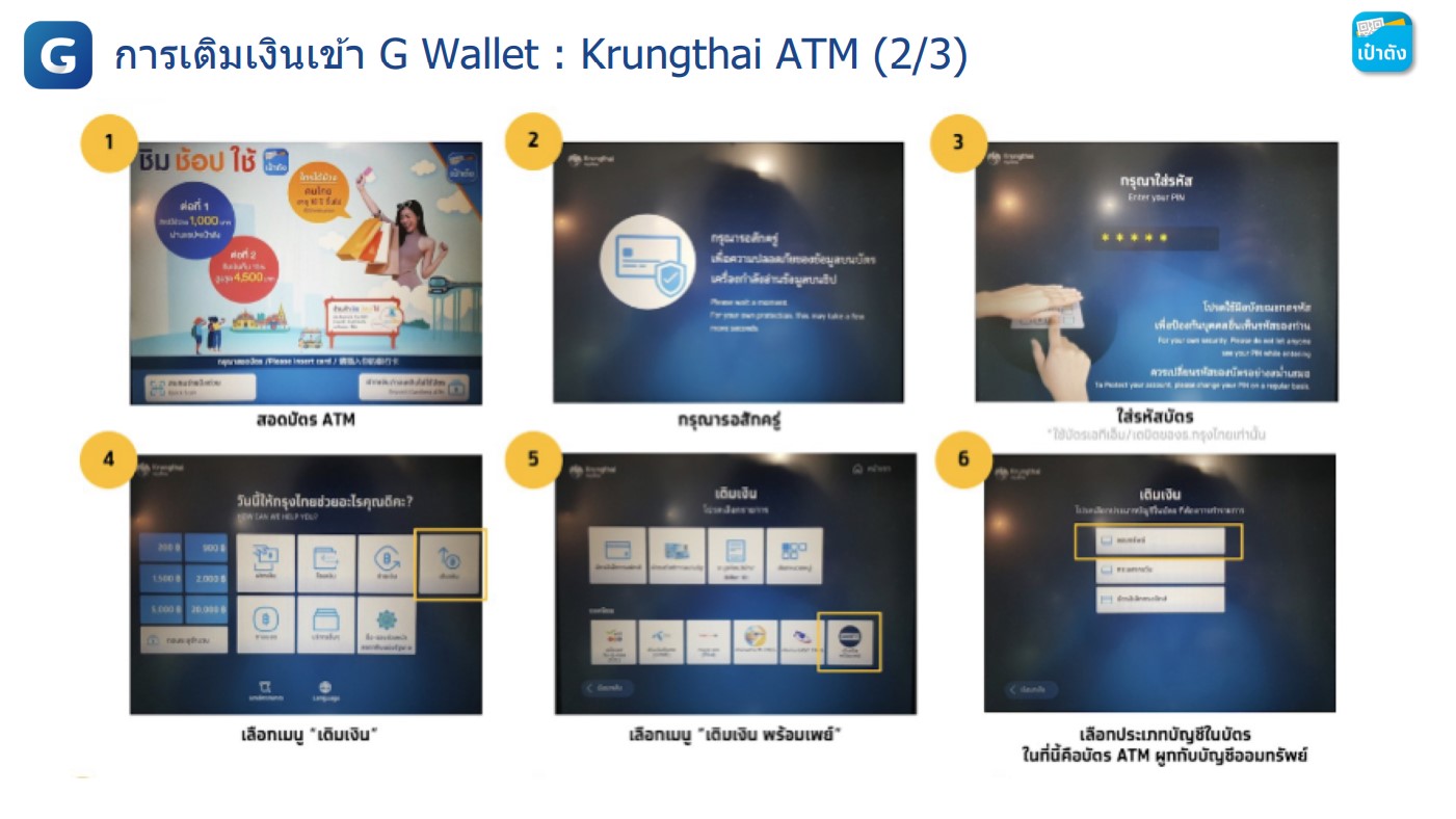 เติมเงินเข้า G Wallet Krungthai ATM - 2