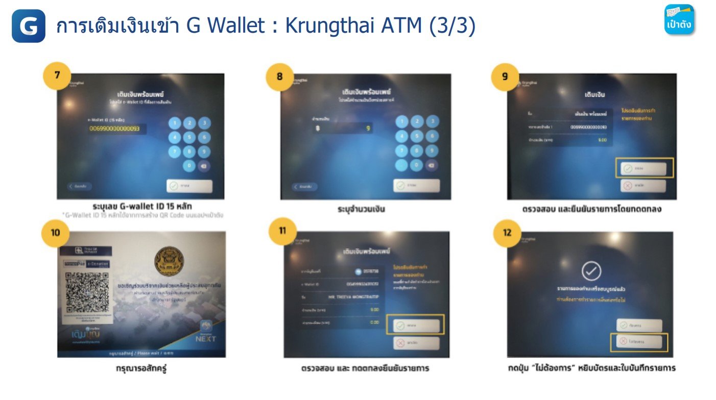 เติมเงินเข้า G Wallet Krungthai ATM-3