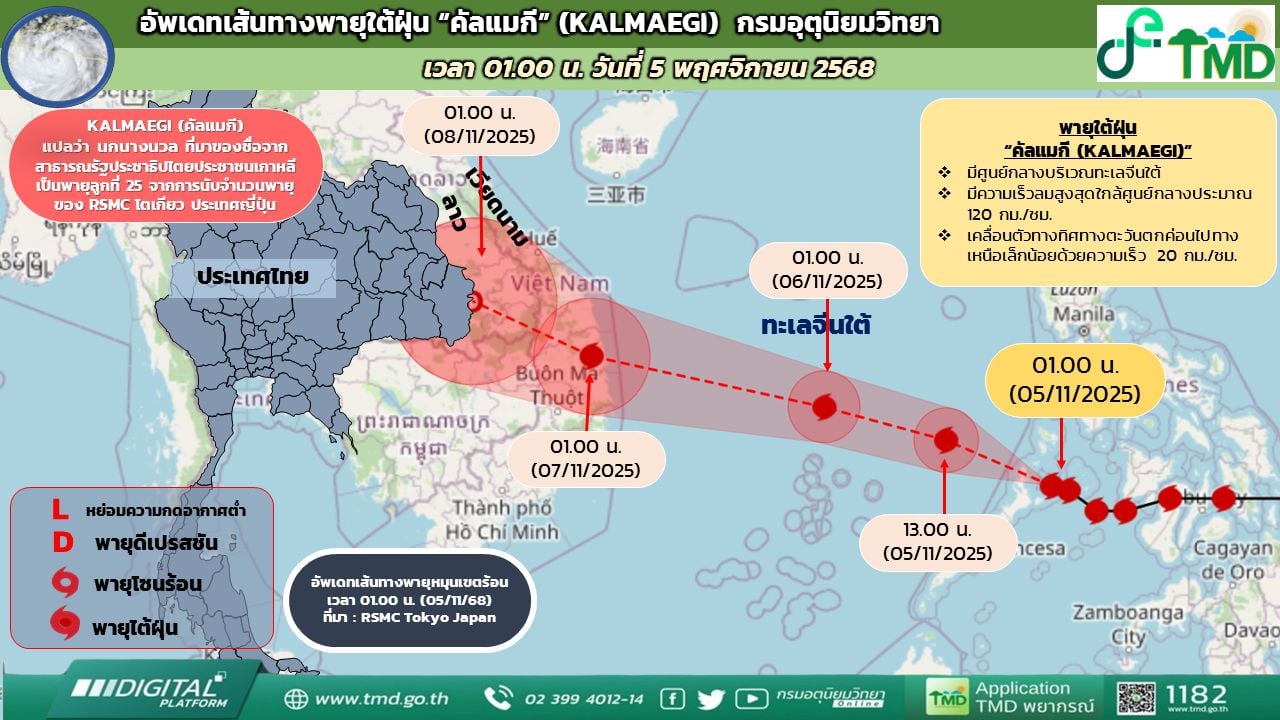 เส้นทาง พายุคัลแมกี ฉบับที่ 2 ฝนตกหนักถึงหนักมาก