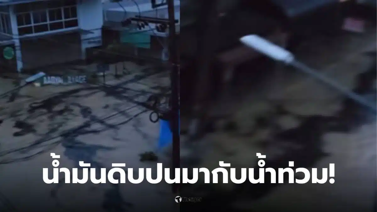 น้ำมันดิบปนมากับน้ำท่วมหาดใหญ่