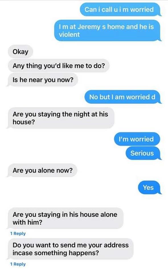 ภาพหน้าจอข้อความ WhatsApp ระบุพฤติกรรมไม่เหมาะสมของ เรนเนอร์