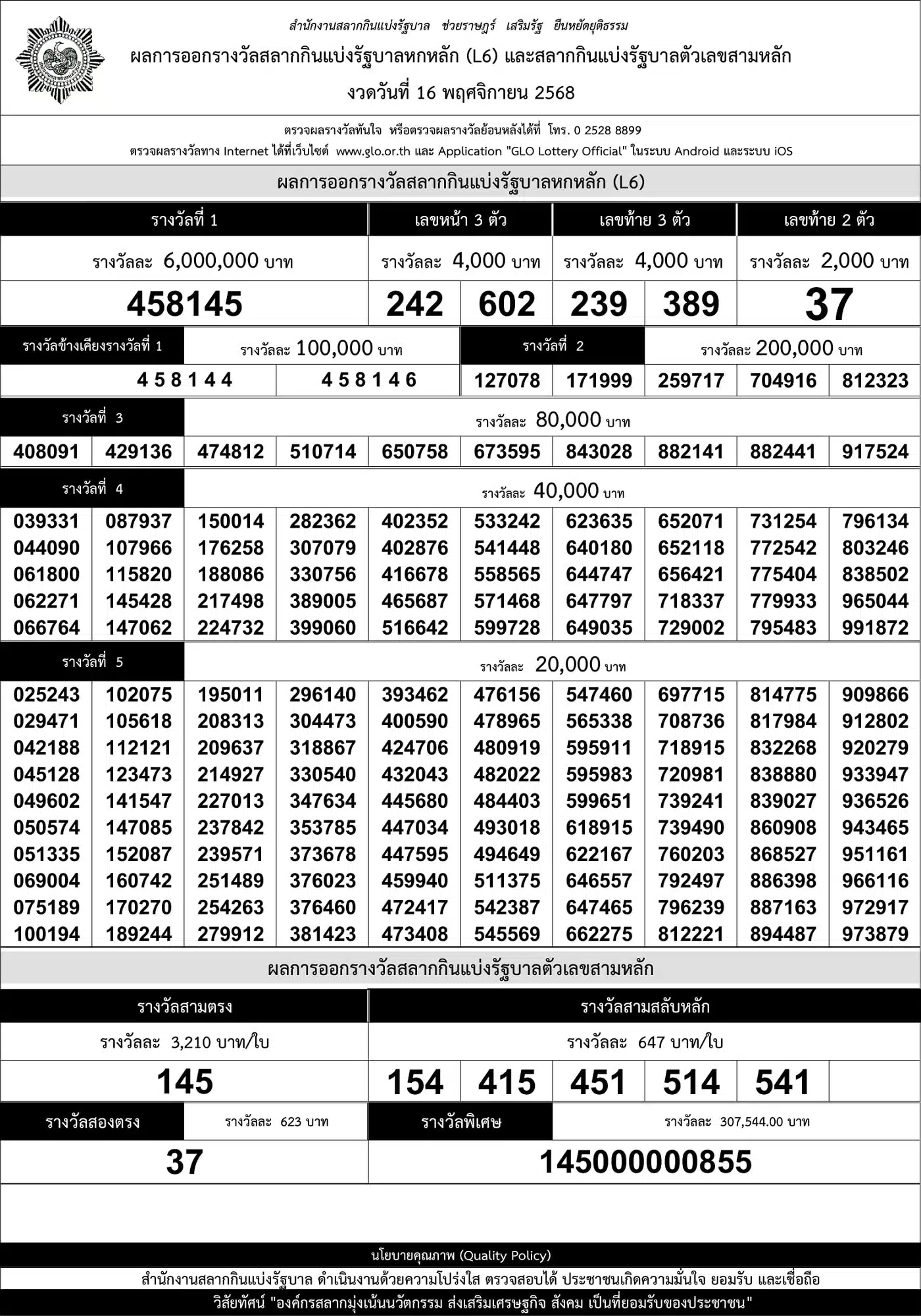เรียงเบอร์ 16 11 68