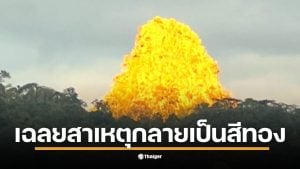 ยอดเขาแหลมในทองผาภูมิเปล่งประกายสีทองอร่ามในช่วงเย็น