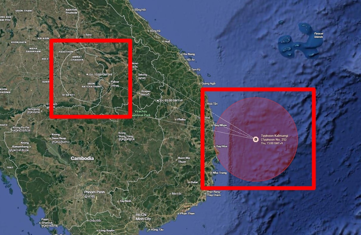 พายุคัลแมกีเข้าไทยแผนที่