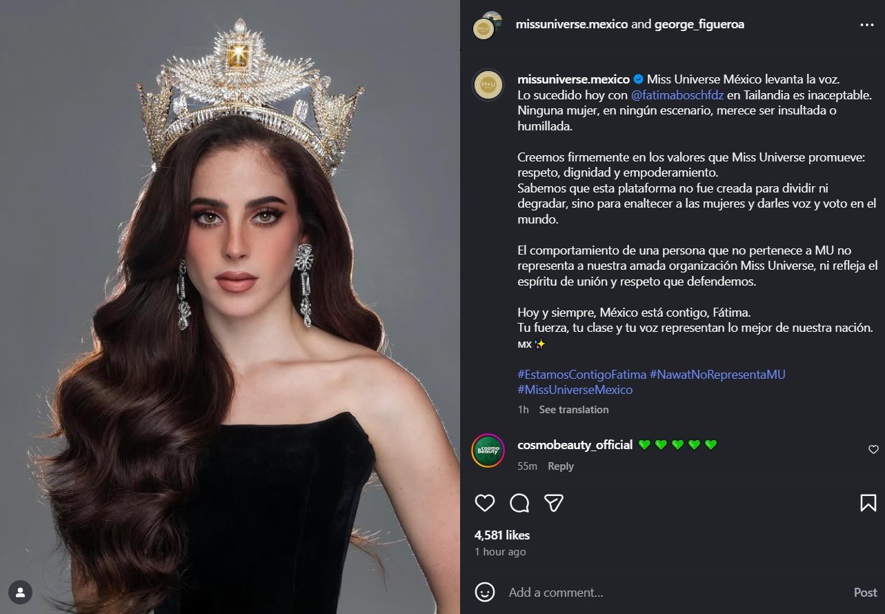 แถลงจากองค์กร Miss Universe Mexico