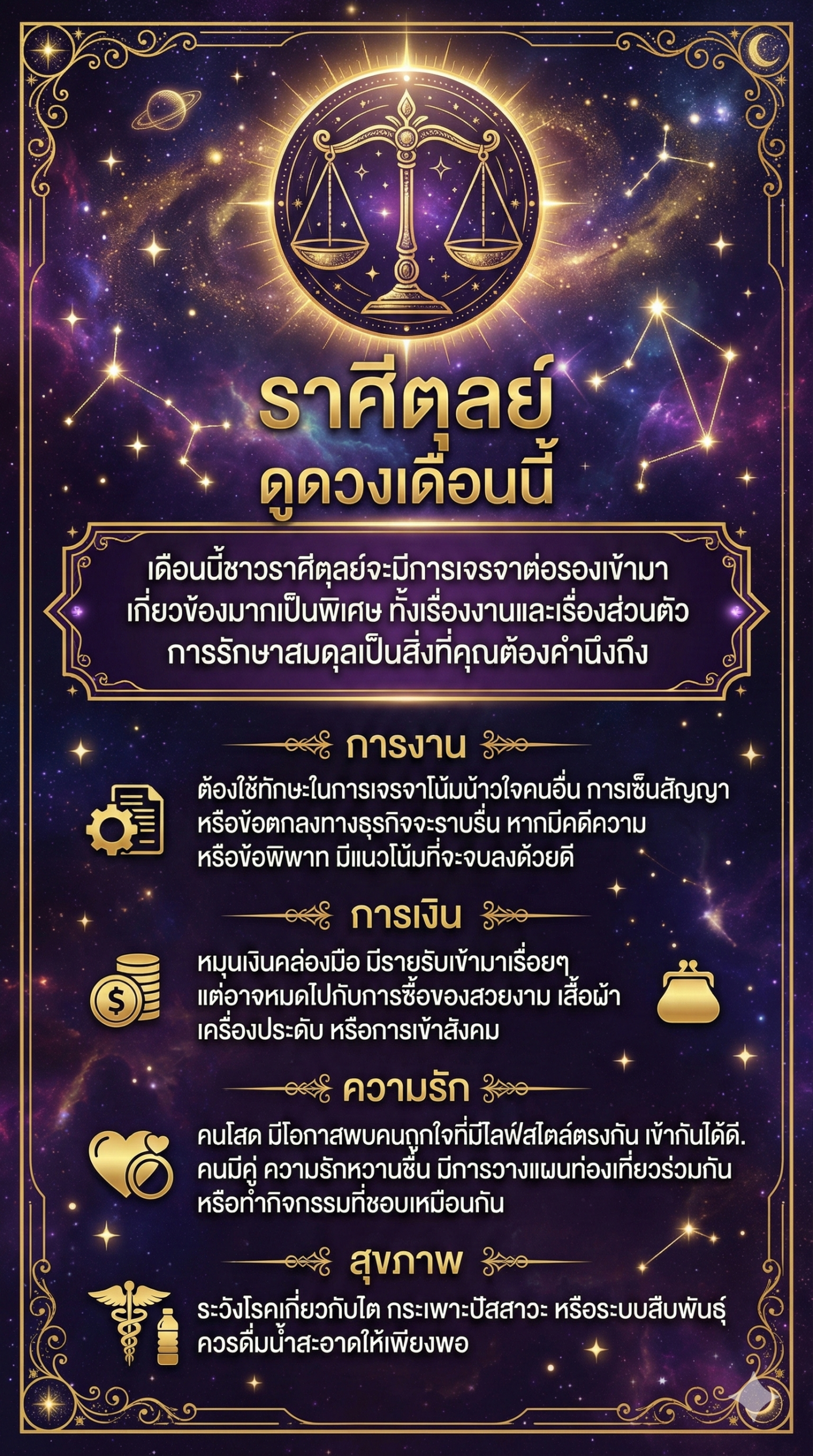 ราศีตุลย์ ดวงเดือนธันวาคม 2568