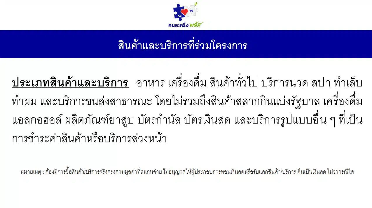 สินค้าไม่ร่วมคนละครึ่งพลัส