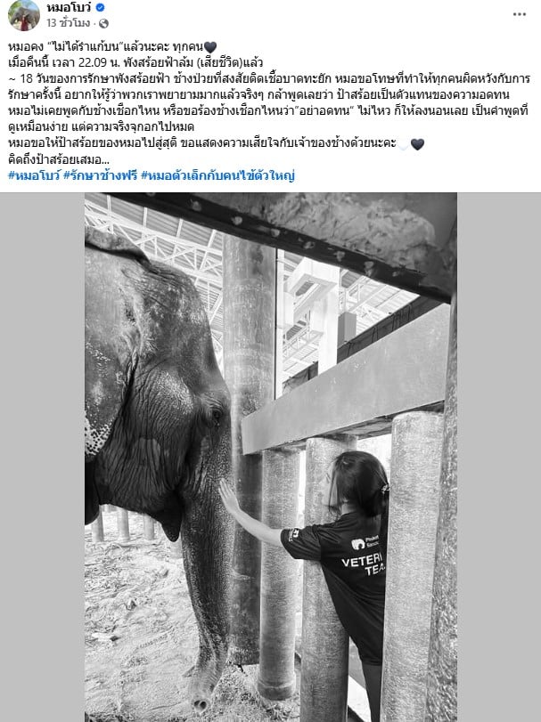 หมอโบว์ อัปเดตอาการรักษาพังสร้อยฟ้า 18 วัน