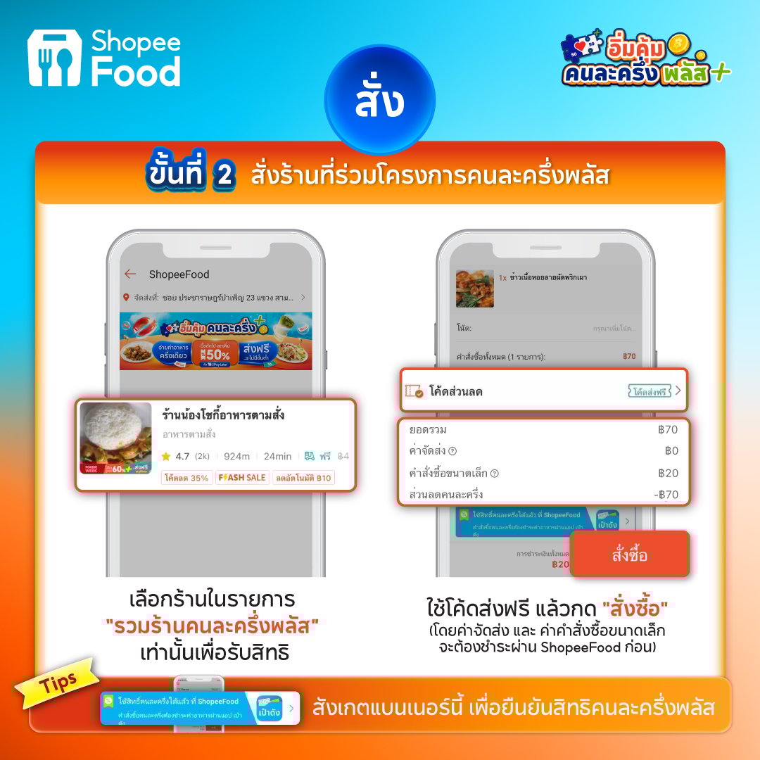 เริ่มวันนี้! วิธีใช้สิทธิ์ คนละครึ่งพลัส สั่งฟู้ดเดลิเวอรี่ ShopeeFood ง่ายๆ แค่ 3 ขั้นตอน-2