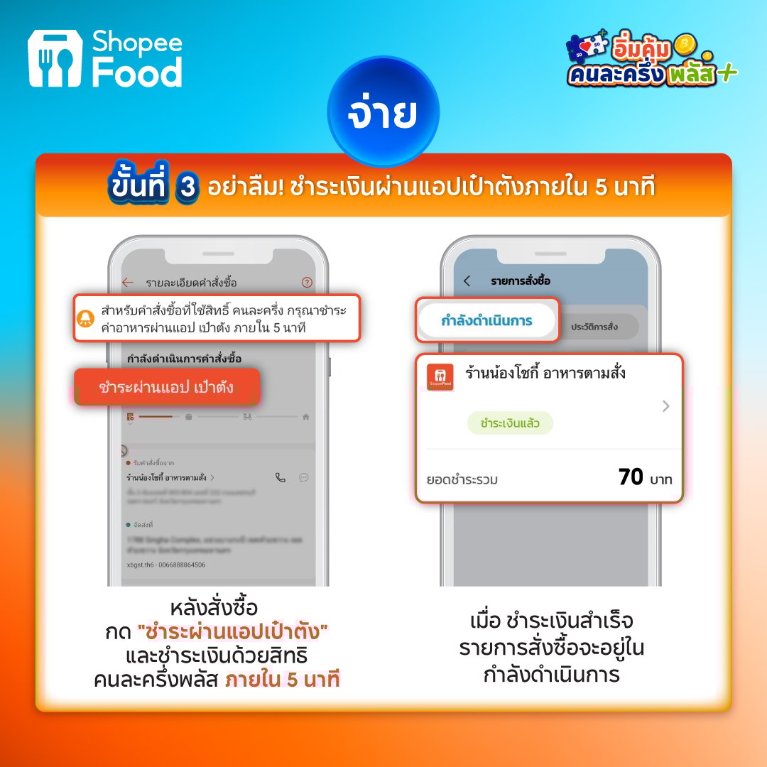 เริ่มวันนี้! วิธีใช้สิทธิ์ คนละครึ่งพลัส สั่งฟู้ดเดลิเวอรี่ ShopeeFood ง่ายๆ แค่ 3 ขั้นตอน-3