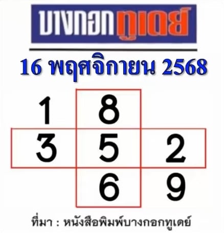 เลขเด็ด 3 สำนัก ไทยรัฐ เดลินิวส์ บางกอกทูเดย์ 16 11 68
