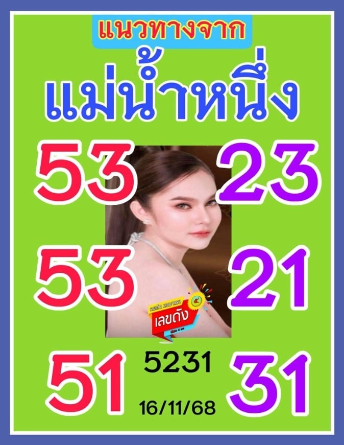 แนวทางเลขเด็ดของ "แม่น้ำหนึ่ง" งวด 16 พ.ย. 68