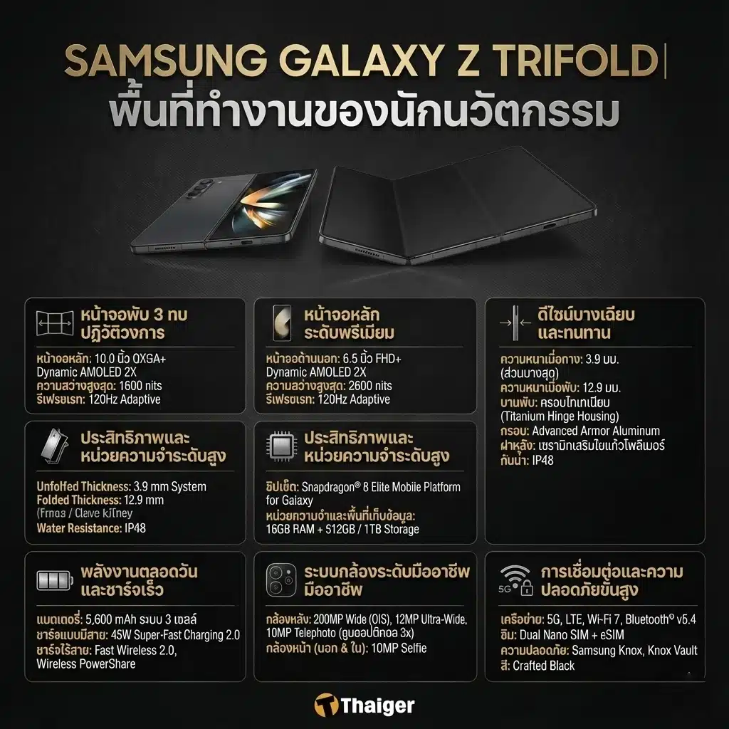 สเปค Galaxy Z TriFold หน้าจอ กล้อง 
