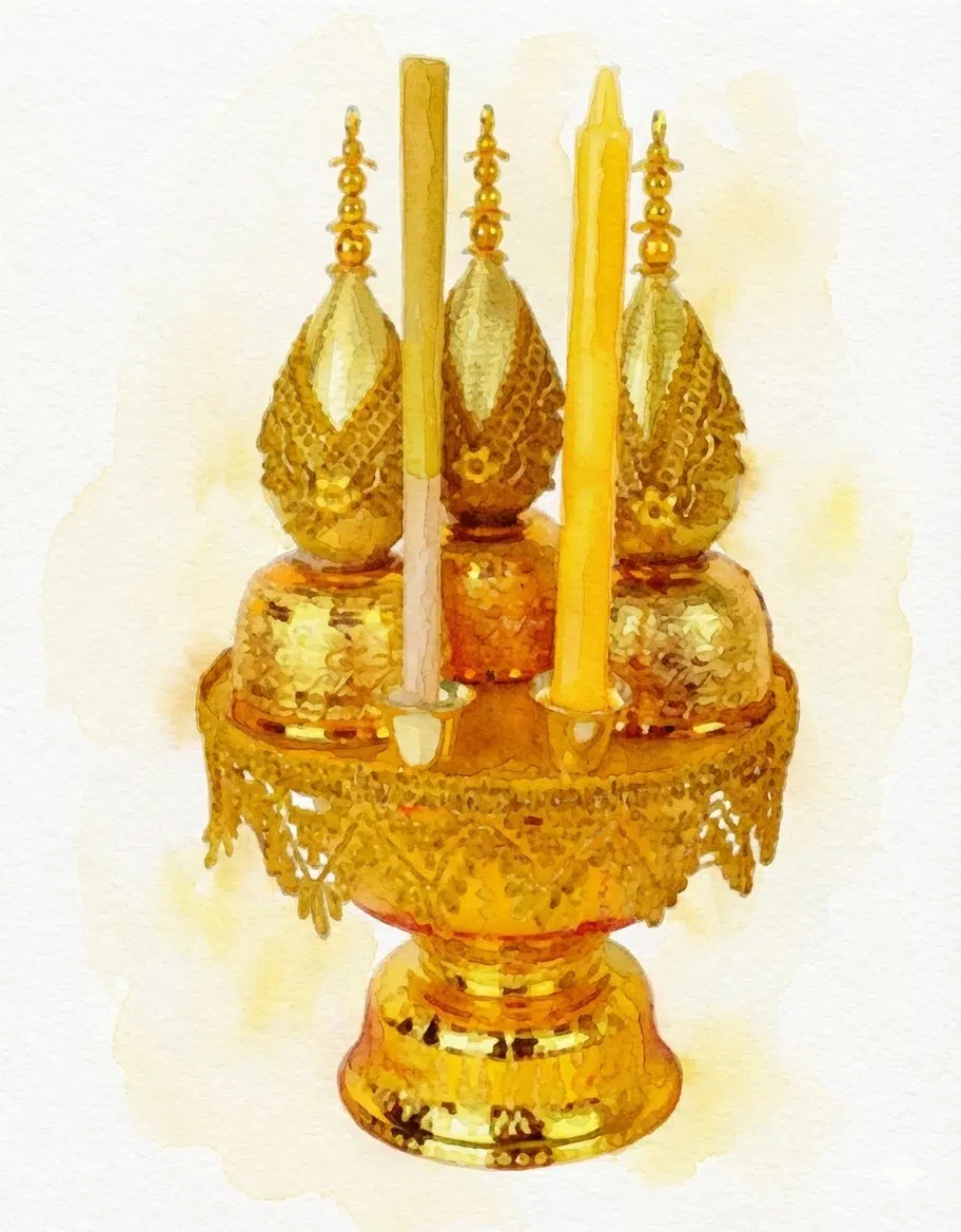 การประดิษฐานพระบรมฉายาลักษณ์ ร.9 บนโต๊ะหมู่บูชาที่จัดเตรียมไว้