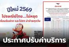 ไปรษณีย์ไทยแจ้งปรับค่าบริการ 2569