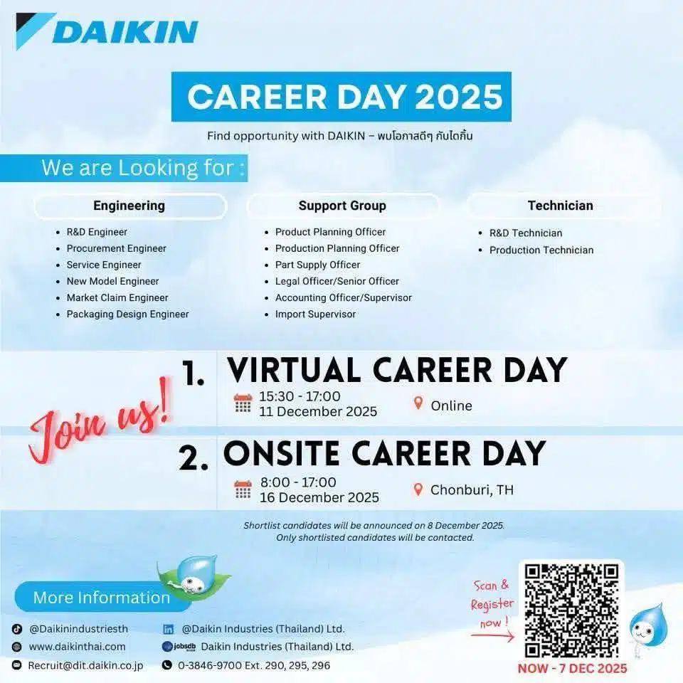 ไดกิ้นรับสมัครพนักงานใหม่