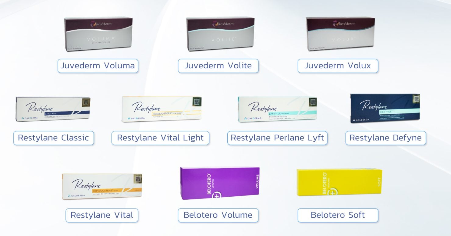 ตัวอย่างยี่ห้อฟิลเลอร์ใต้ตา