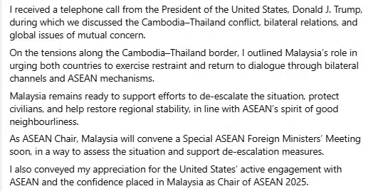 ทรัมป์ เผยผลคุย ไทย-กัมพูชา ผู้นำสองประเทศตกลงหยุดยิง คืนสู่ปฏิญญาร่วมฯ-3