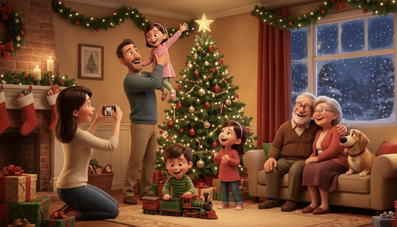 ครอบครัวฉลองวันคริสต์มาส
