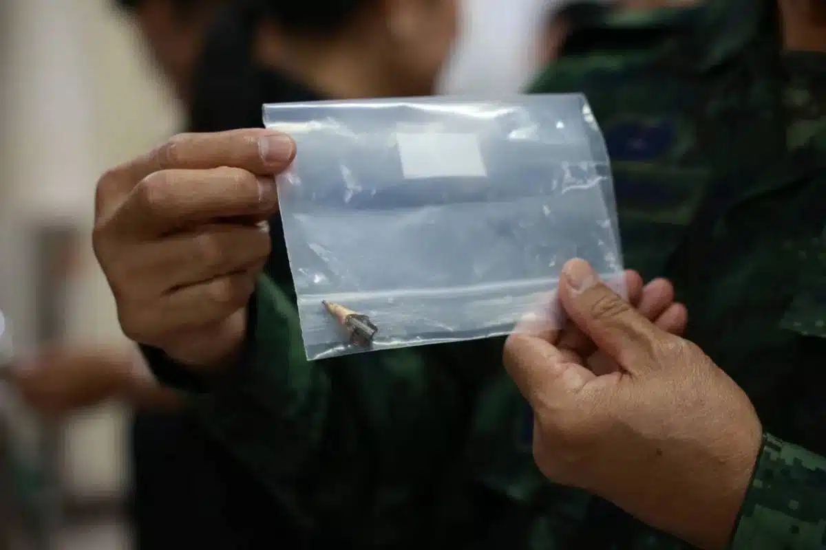 หลักฐานกระสุนกัมพูชายิงก่อน ภาพจากไทยรัฐ