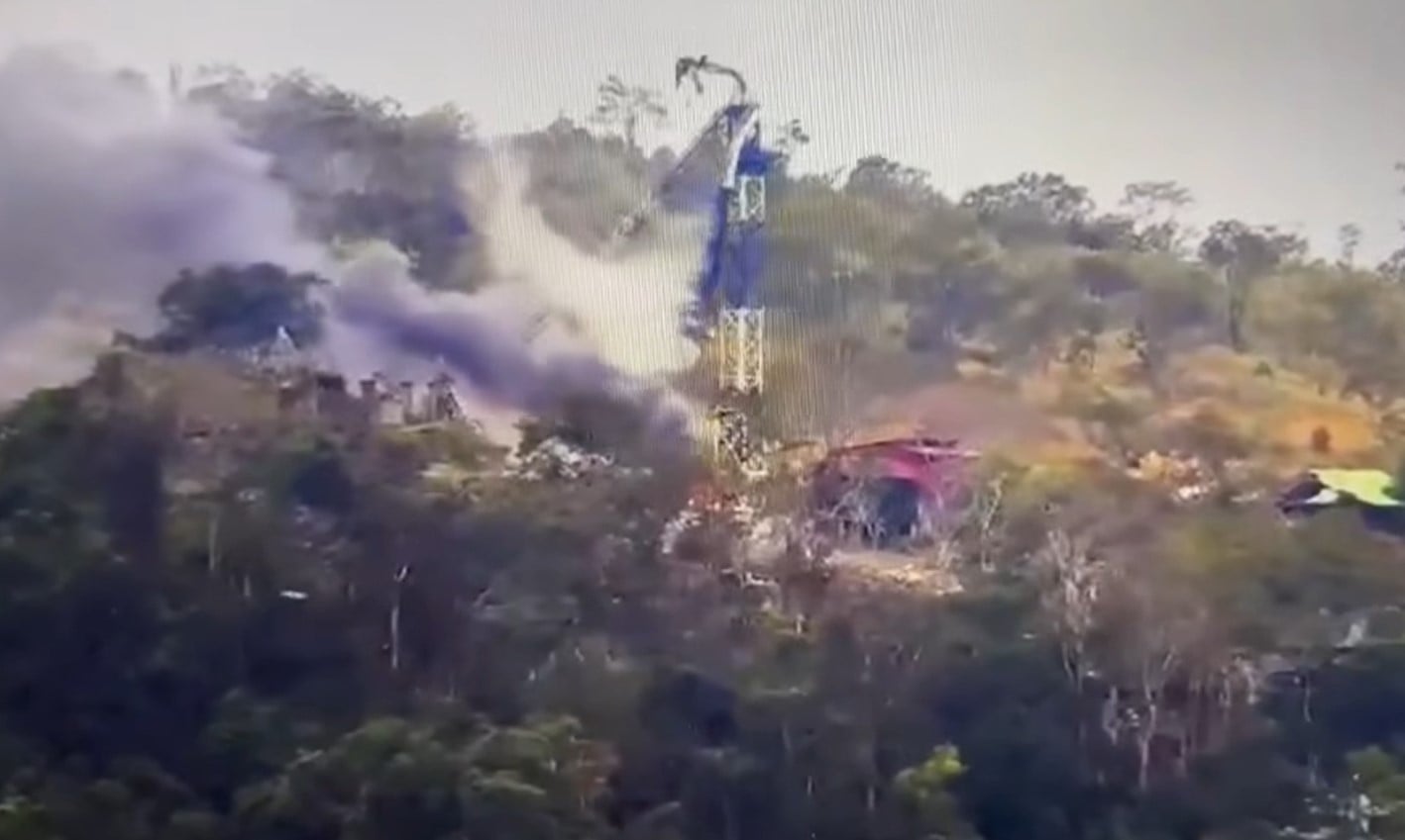 สภาพทาวเวอร์เครนบนเขาพระวิหารที่พังถล่มลงมา