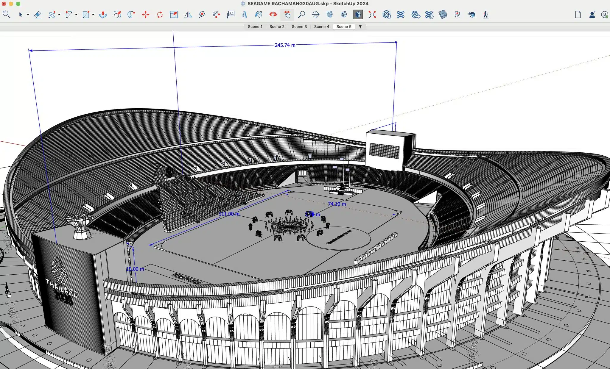 โมเดล 3D สนามราชมังคลากีฬาสถานของเดิม
