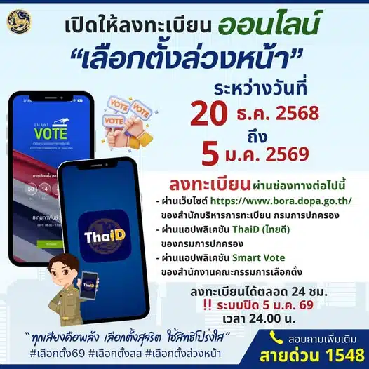 ผู้เลือกตั้งตรวจสอบสถานที่เลือกตั้งตามทะเบียนบ้านก่อนวันจริง