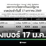 ใบตรวจหวย เรียงเบอร์ 17 มกราคม 69 ผลสลากกินแบ่งรัฐบาล ทุกรางวัล