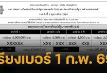 ใบตรวจหวย เรียงเบอร์ 1 กุมภาพันธ์ 2569 ผลสลากกินแบ่งรัฐบาล ทุกรางวัล
