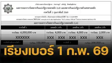ใบตรวจหวย เรียงเบอร์ 1 กุมภาพันธ์ 2569 ผลสลากกินแบ่งรัฐบาล ทุกรางวัล