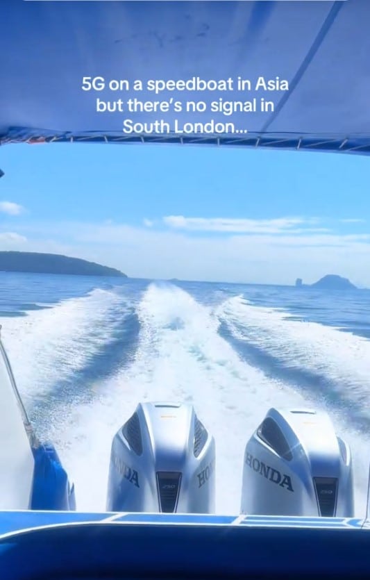 หนุ่มอังกฤษอึ้งสัญญาณ 5G ไทยแรงกลางทะเล