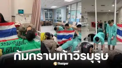 Toon Vegan bows down and kisses the feet of the nation's heroes to offer encouragement.