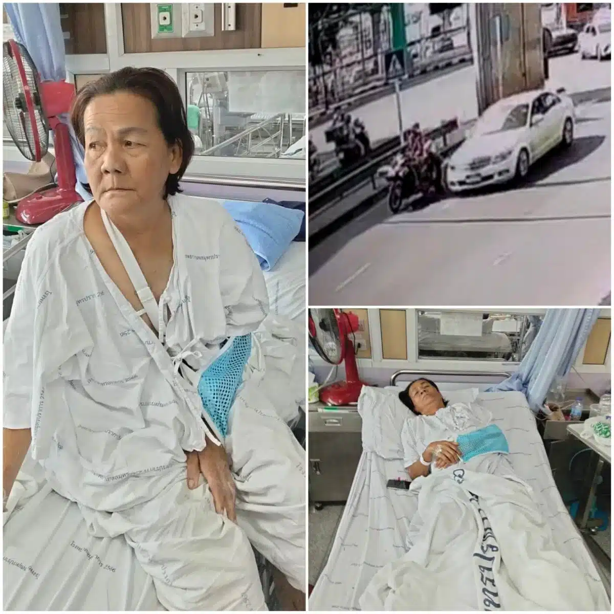 คุณยายถูกรถเบนซ์สีขาวชนที่แยกหอนาฬิกา สมุทรปราการ