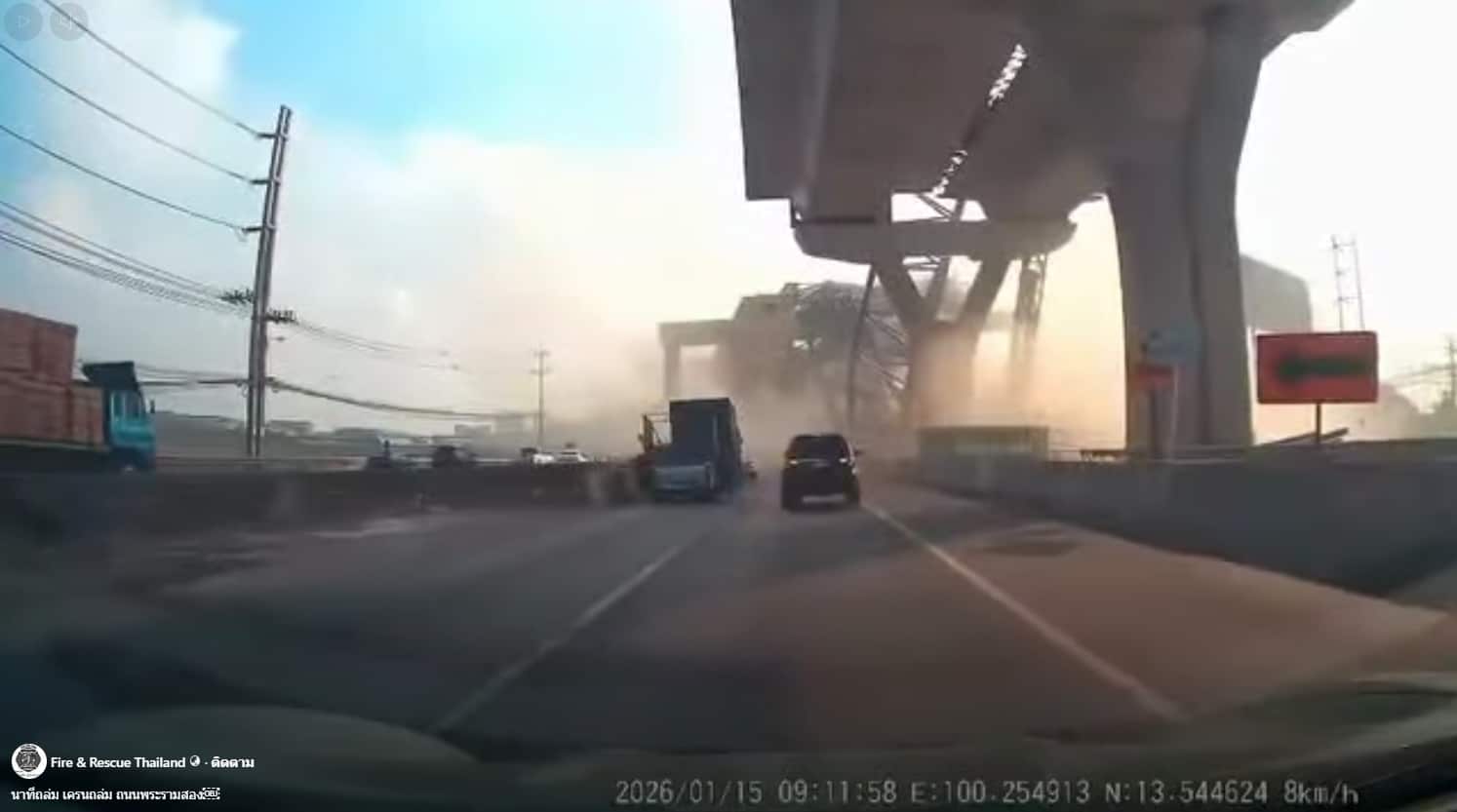 คลิปนาที เครนถล่มพระราม 2-1