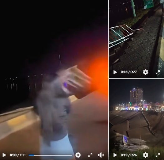 นาที ธรณีสูบแผ่นดินเขมร ตลิ่งเกาะเพชร พังถล่มกว่า 100 เมตร จับตาตึกทุนจีนเสี่ยงทรุดตาม-1